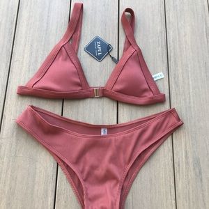 Zaful triangle ribbed bikini in rust